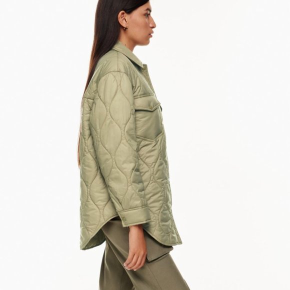 NWT Wilfred Free The Ganna Insulated Shirt Jacket in Taupe Beige - Picture 2 of 7